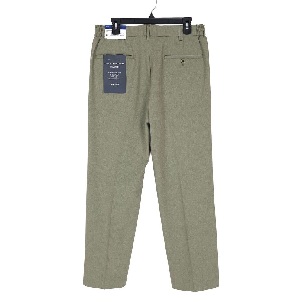 Tommy Hilfiger Mens Relaxed Fit Dress Pants 32x30 Sage Green Pleated Stretch NWT - Picture 6 of 13